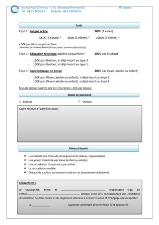 Fiche de renseignements - page 3