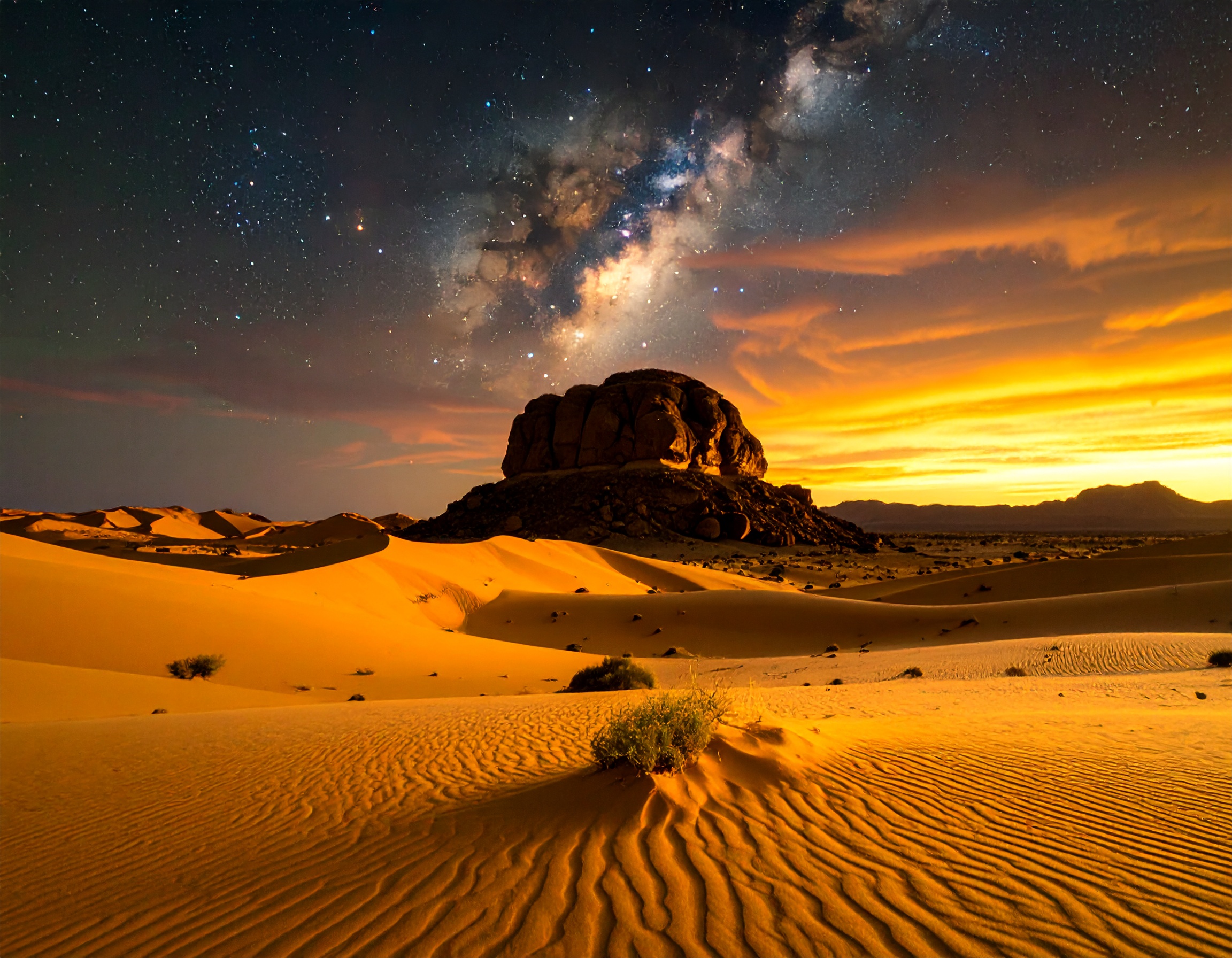 Rocher au milieu du désert