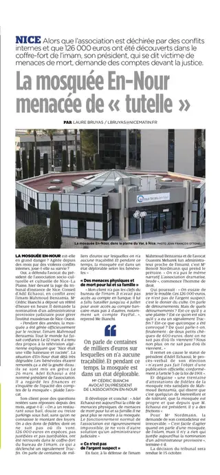 Nice Matin - La Mosquée En Nour Menacée De Tutelle