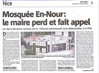 Article - Mosquée En-Nour : le Maire perd et fait appel