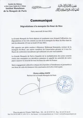 Soutien de la mosquée de Paris