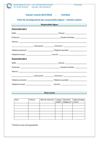 Fiche de renseignements - page 2