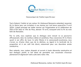 Communiqué - Eid el-Fitr 2024