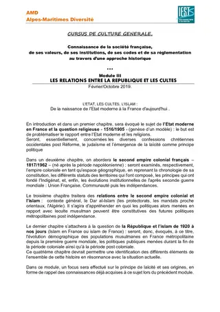 Les relations entre la République et les cultes