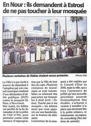 Nice Matin - ils demandent à Estrosi de ne pas toucher à leur mosquée