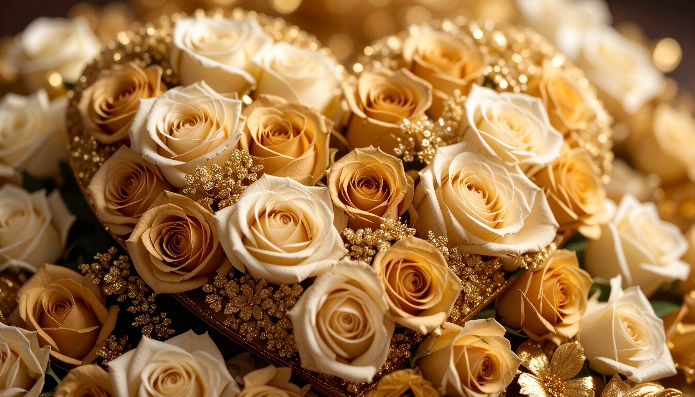 Cœur de roses et fleurs